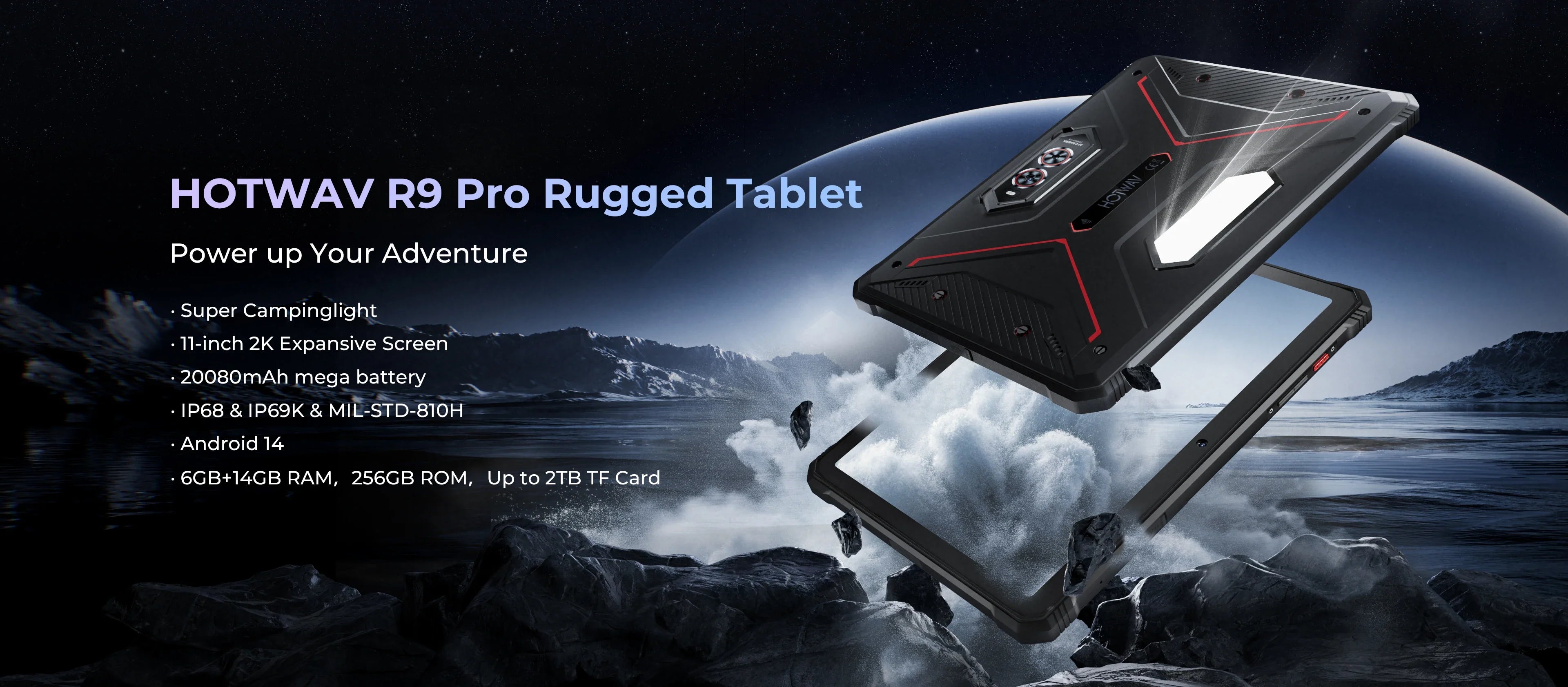 HOTWAV R9 Pro Rugged Tablet 11'' FHD+ 2K Display 20080mAh Massive Battery Pad Android 14 6GB 256GB Camera Global 4G Tablet PC Lootquake LLC