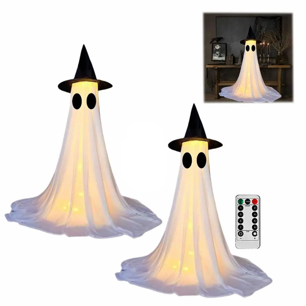 Lighted Spooky Ghost Decor Scary Standing Ghost with LED String Lights Home Porch Garden Yard Lawn Party Halloween Decorations Lootquake LLC