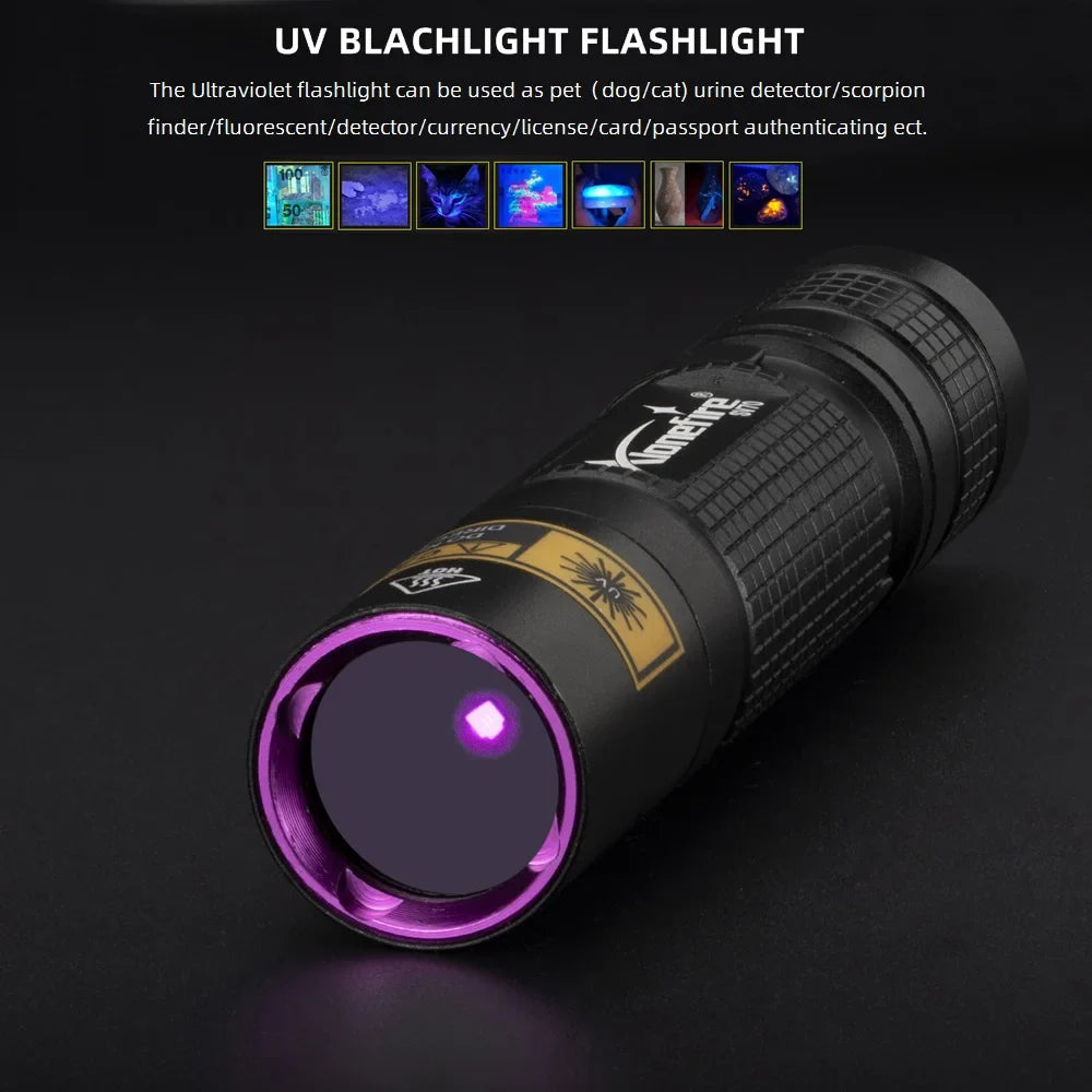 365nm/395nm Uv flashlight Invisible Blacklight Ultraviolet Torch PenLight Money Pet Stains Money Marker Checker Use AA battery Lootquake LLC