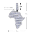 New Arrive Rectangle Cubic Zirconia CZ Paved Bling Africa Map Shaped Pendant Necklace Hip Hop Men Boy Cool Meaning Jewelry Lootquake LLC