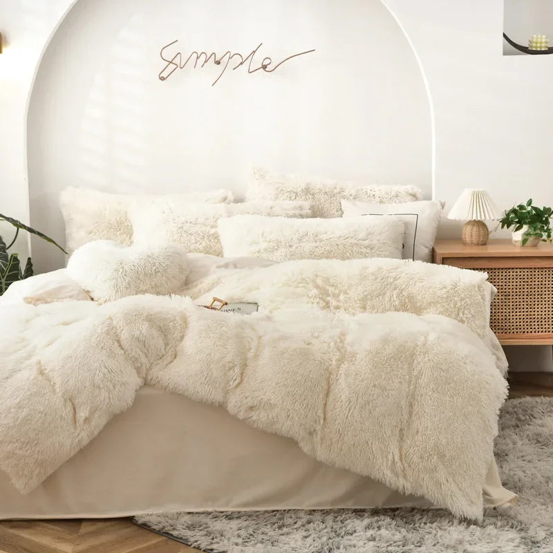 Mink four-piece set, plush crystal duvet set of four