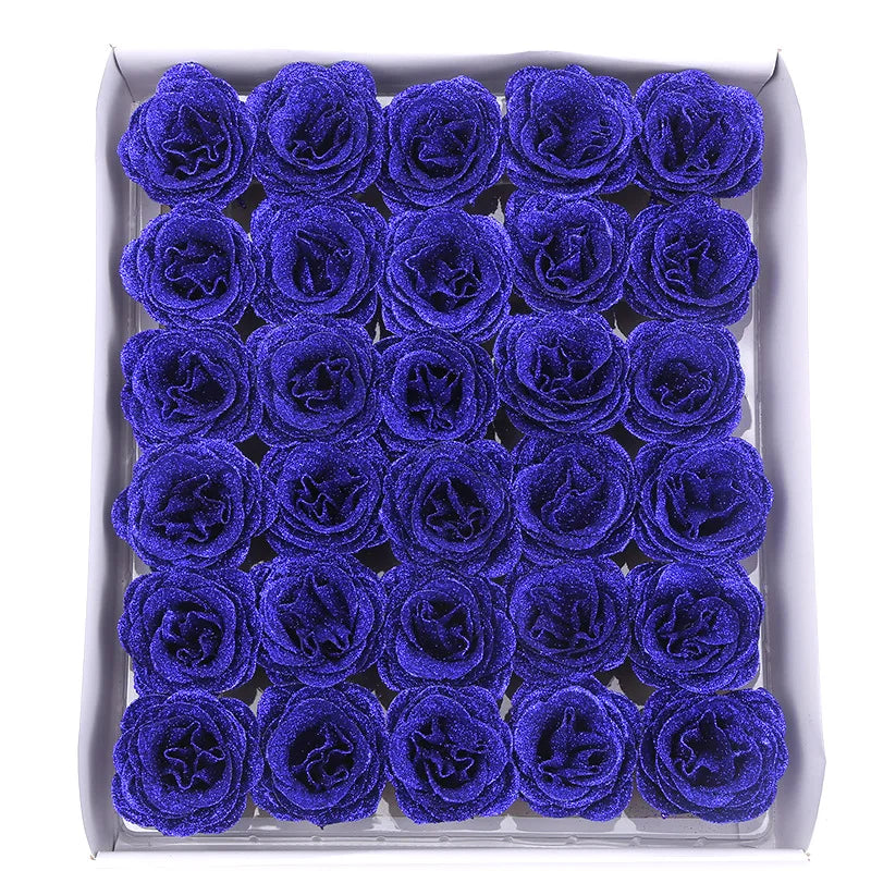 30pcs of 7cm Glitter spray artificial flower rose for Christmas gift hot Valentine DIY bouquet easter wedding Birthday decor Lootquake LLC
