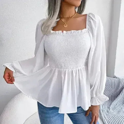 Loose Fit Chiffon Blouse - Elegant Polyester Top | Femstylo - SJB-DIAMOND ELITES