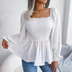 Loose Fit Chiffon Blouse - Elegant Polyester Top | Femstylo - SJB-DIAMOND ELITES