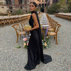 Backless Lace-Up Maxi Dress | Ribbon Sleeveless Evening Gown - Femstylo