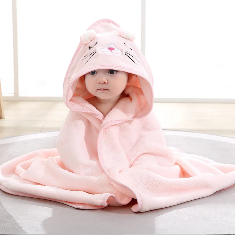 Toddler Bathrobe Infant Bath Towel Boy Girl Blankets Swaddle With Hood Cartoon Coral Fleece Towel Blanket Newborn Kids Bedding Lootquake LLC
