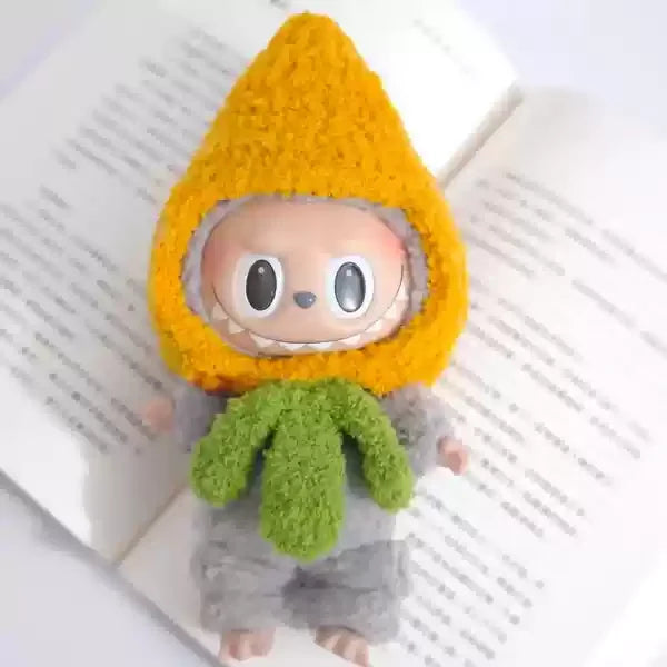Labubu doll pendant, rubber doll clothes, rabubu v2v1 sitting party head cover hat heartbeat macaron 17cm 15CM Lootquake LLC