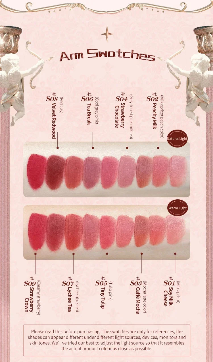 Flower Knows Strawberry Rococo Series Cloud Lip Cream Lip Gloss Long Lasting Velvet Lip Tint Lipstick for Women Cosmetic Lootquake LLC