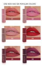 6-Color Matte Lipstick , Non-Fading, Non-Stick Cup Long-Lasting Velvet Finish, Smooth Matte Lip Color Waterproof Smudge-proof