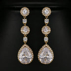 Minimalism Teardrop Round Zircon Long Dangle Earrings for Women 2021 Wedding Engagement Jewelry Bridal Drop Earrings Statement