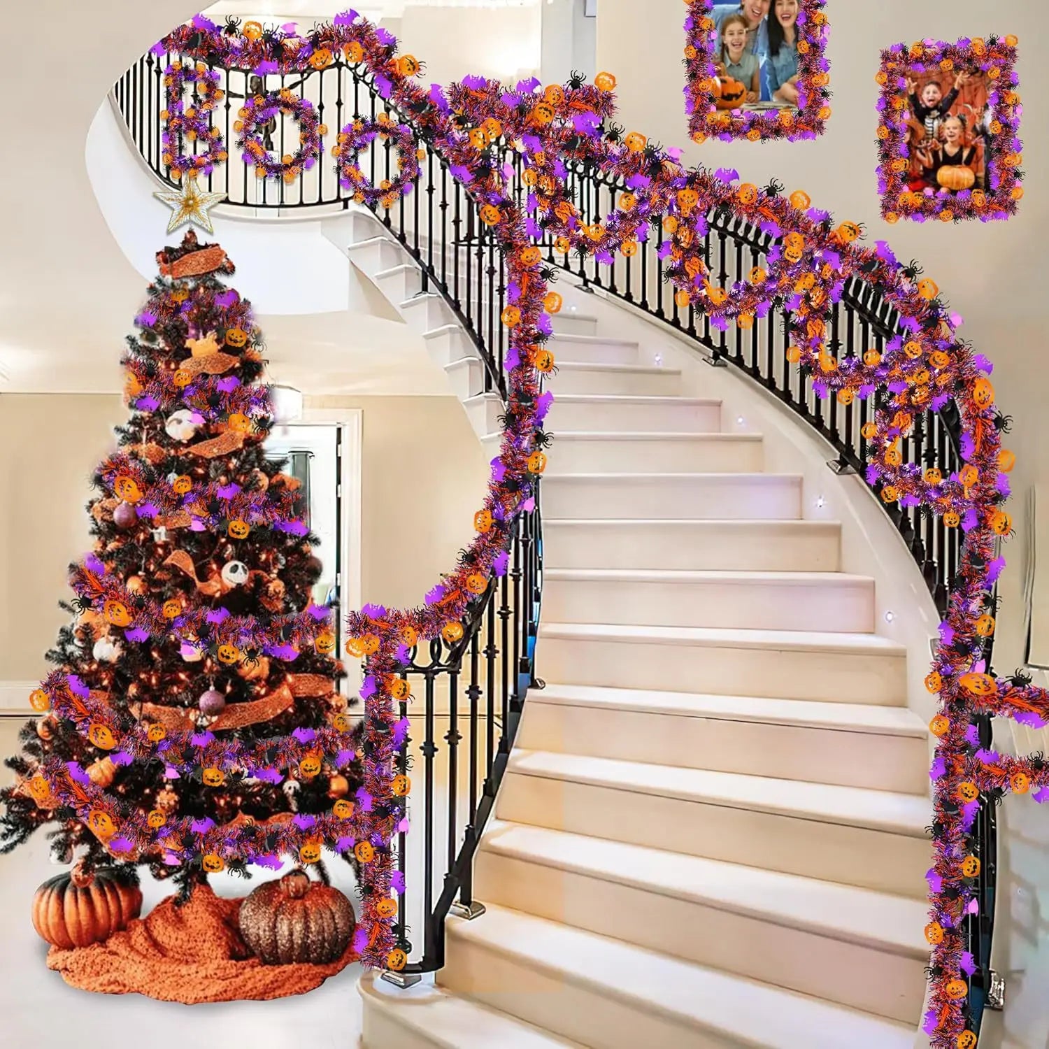 3PCS Halloween Party Streamers - Thickened Bat/Spider/Pumpkin Decor, Haunted House Hanging Garlands, Festive Ghost Festival Deco