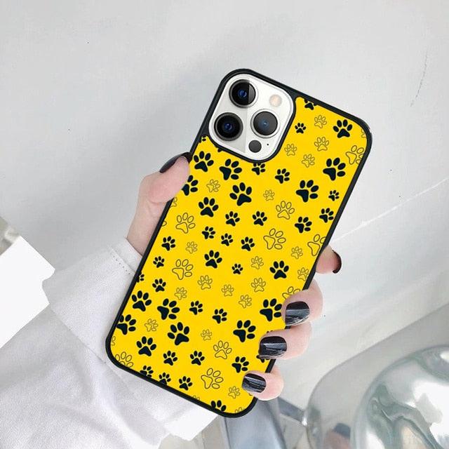 Dog Foot Print Colorful Pattern Phone Case For Iphone 14 Se 2020 Xr Xs 11 12 13 Mini Pro Max 6 7 8 Plus  Ultra Designer Printed Hard Back Case Stevvex