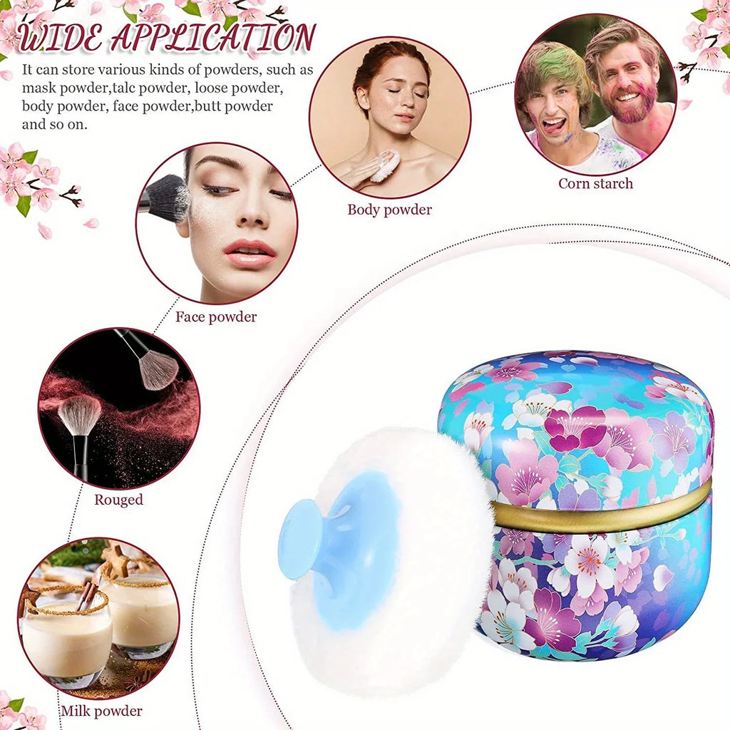 Powder Puff and Powder Container for Body Dusting Powder Case with Puff fo Women Loose Powder Containers with Puff for Travel Lootquake LLC