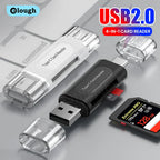 Elough 4 in 1 Card Reader Memory TF SD Card Readers For iPhone 16 15 Laptop USB 2.0 Type C Card Adapter High-speed Transmission