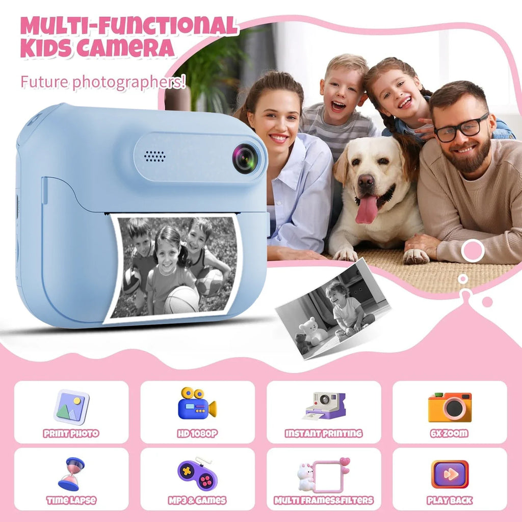 S8 Instant Print Camera for Children 1300mAh Kids Camere Printer 1080P HD Digital Camera for Girls Boys Birthday Gifts Lootquake LLC
