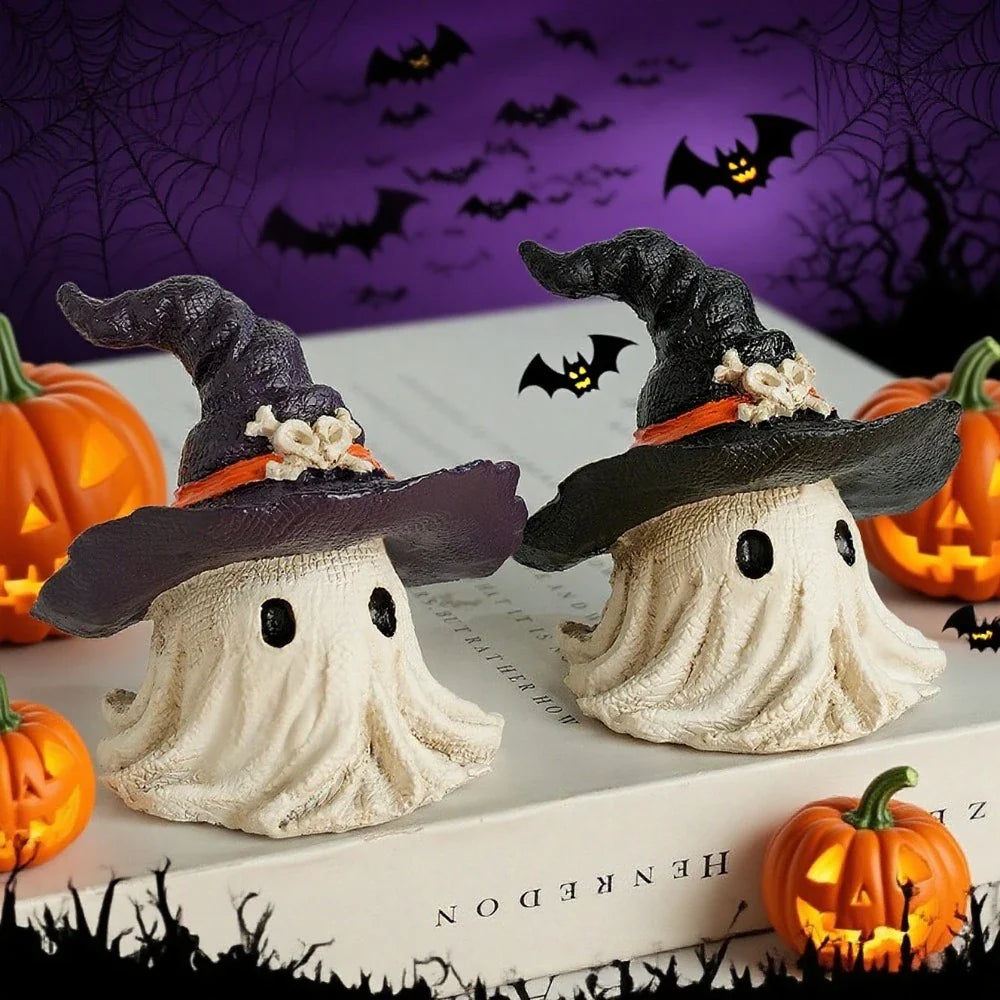 1PC Halloween Horror Hat Ghost Resin Craft Home Decor Scary Ornament Decoration Party Gift Spooky Collectible Art Fairy Garden Lootquake LLC