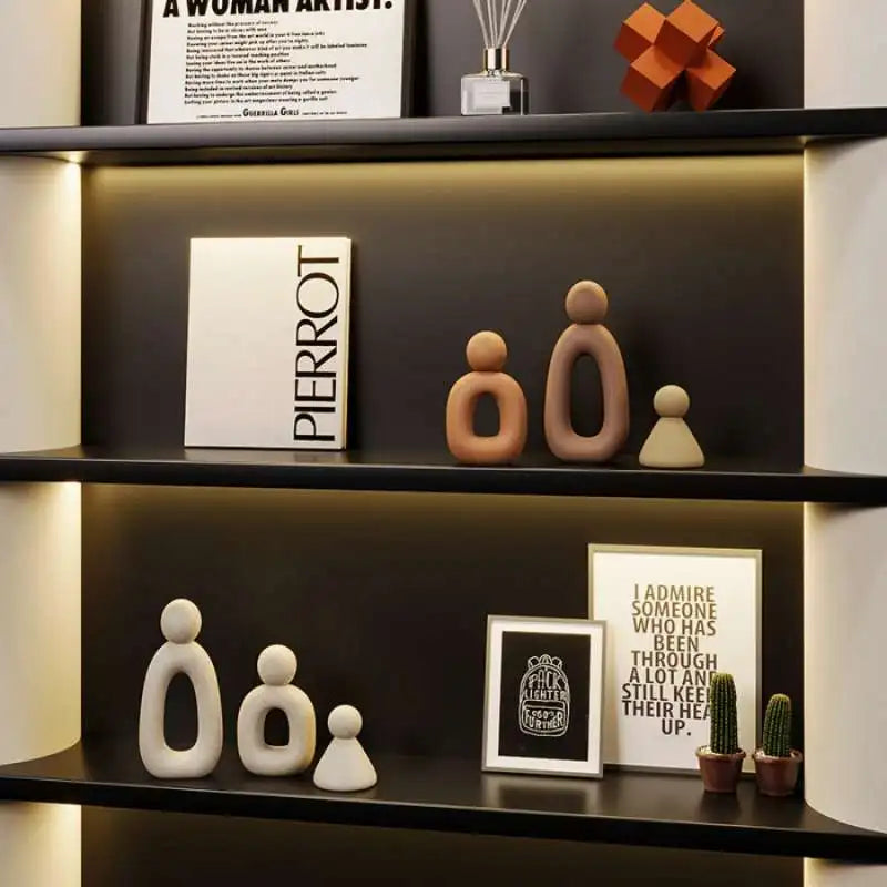 Simple Family Statue Modern Style Home Decor Hollow Sculpture Nordic Living Room Ornaments Bedroom Decoration Figurines Gift Lootquake LLC