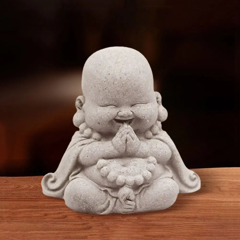 Chinese Style Fat Smiling Buddha Ornament Green Sandstone Cartoon Buddha Sculpture Buddha Statue Hand Carved Lootquake LLC