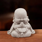 Chinese Style Fat Smiling Buddha Ornament Green Sandstone Cartoon Buddha Sculpture Buddha Statue Hand Carved Lootquake LLC