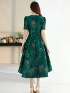 Women Summer Long Dress Elegant Boho Floral Jacquard Flower Dress Irregular Evening Party Dress Lady Ball Gown