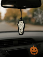 Halloween Wooden Coffin Hanging Decoration, Cute Ghost Decor Pendant, Car Rearview Mirror Ornament, Ideal Gift for Home & Party Lootquake LLC