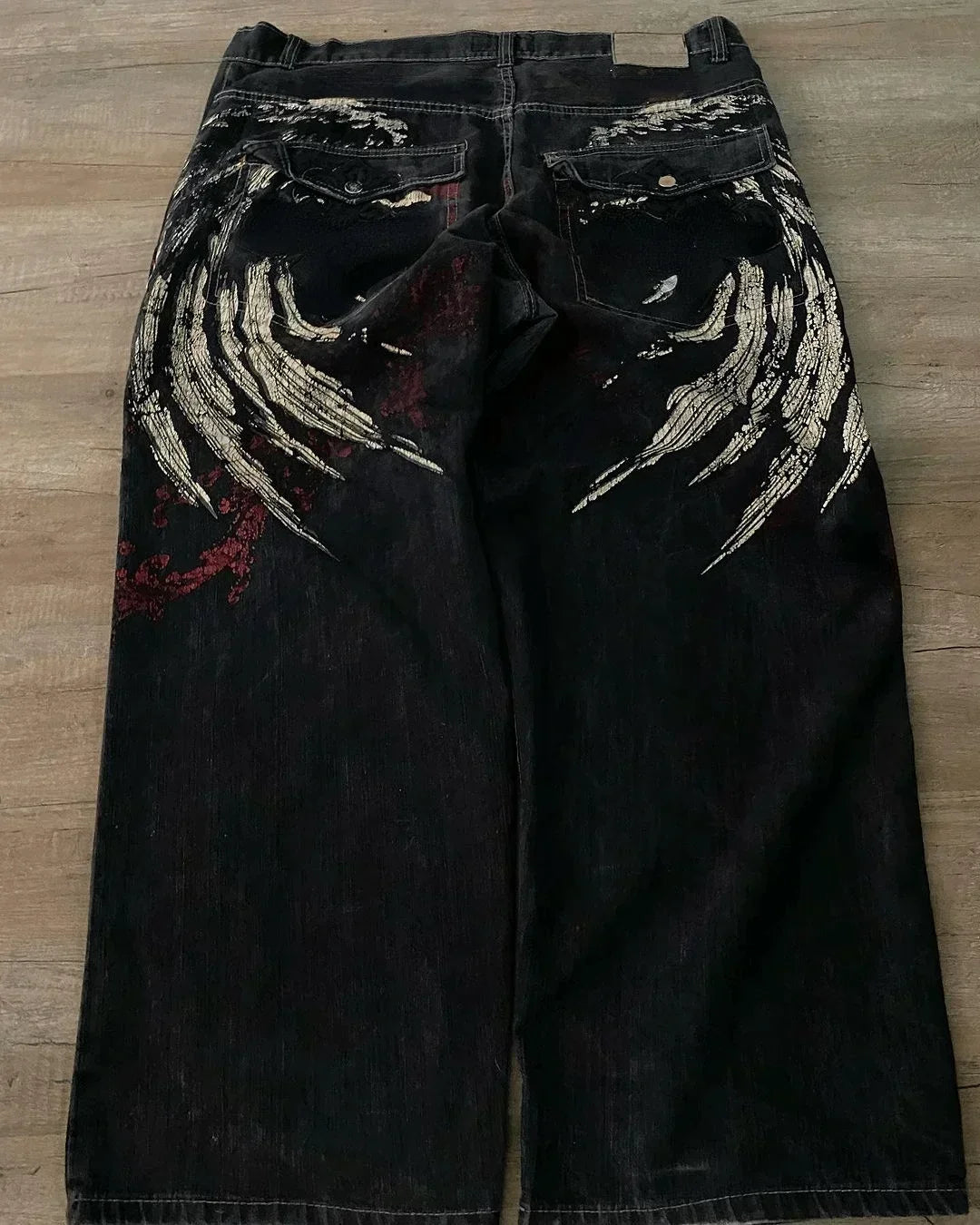 2024 New American Trend Retro Hip-hop Embroidery Pattern Baggy Jeans For Men And Women Y2K Harajuku Gothic Wide Pants Streetwear Lootquake LLC