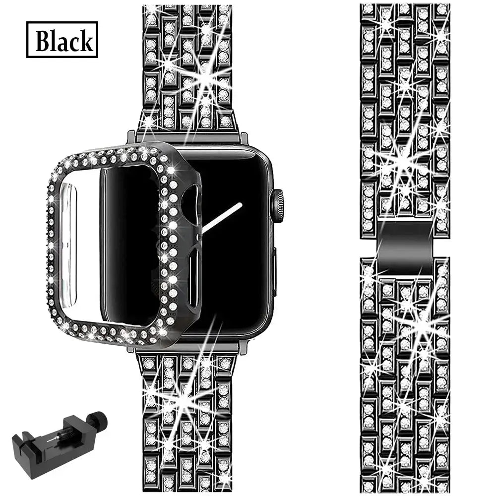 Apple Watch Bedazzled Stainless Steel Strap - Elegant Design - SJB-DIAMOND ELITES