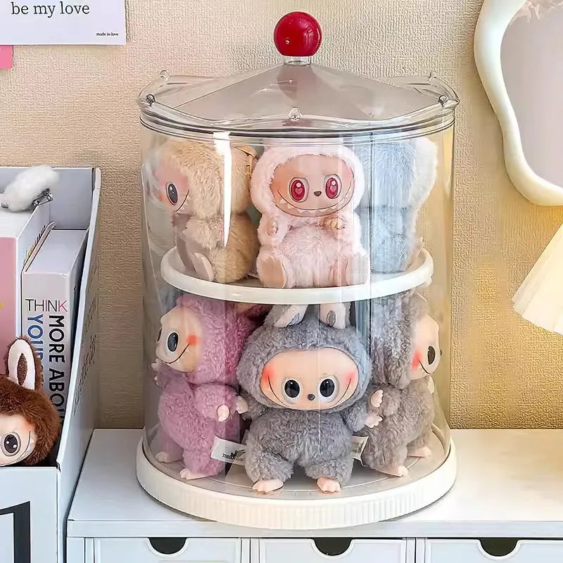 Labubu Rotating Display Box, Transparent Acrylic, Plush Doll Hand-Made Dust-Proof Labubu Pendant Storage Box. Lootquake LLC