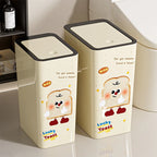 Bathroom Trash Bin with Flat or Round Lid Rectangular Garbage Bin Toilet Living Kitchen Bedroom Press Plastics Trash Can