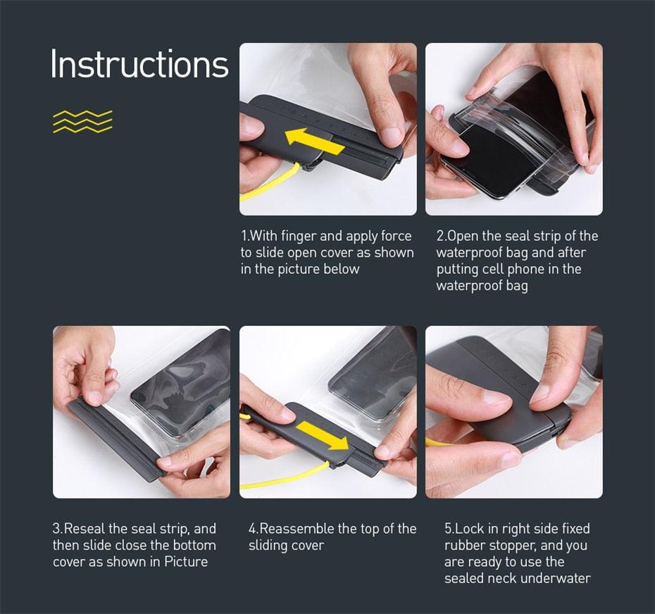 Unique Soft Waterproof Phone Case 7.2inch IPX8 Waterproof Phone Bag For iPhone 13  Waterproof Pouch Diving Surfing Phone Bag Case Cover Adjustable Rope Phone Case Stevvex