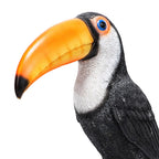 Toucan on Stump Statue Resin Ornament Lovely Hand Painted Waterproof Height 31cm Bird Model for Park Landscape Versatile Lootquake LLC