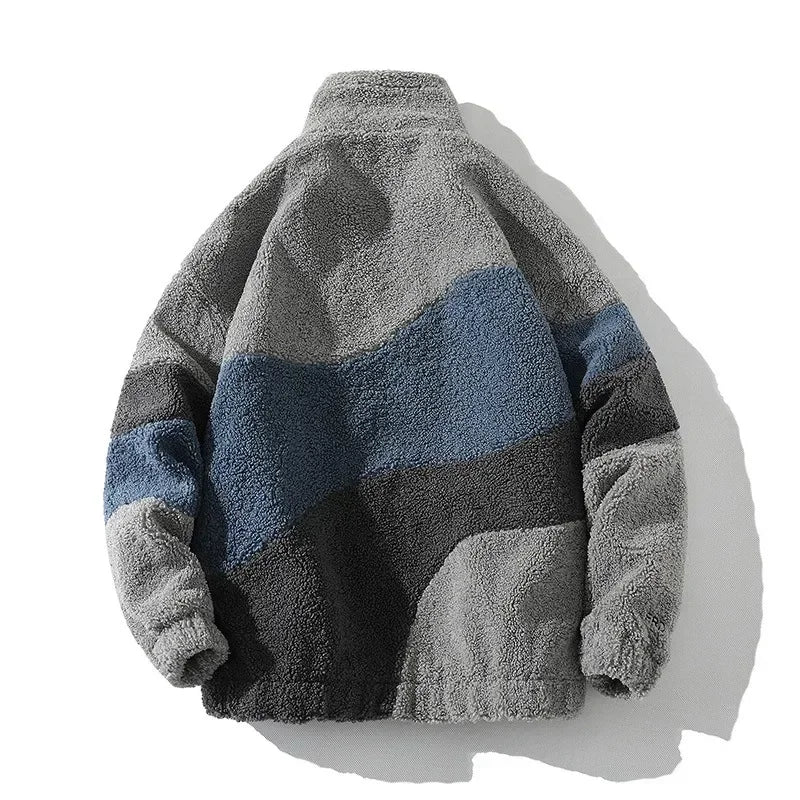 Men's Jacket Oversize Contrast Color Coat Warm Male Outwear Winter Parkas Jacket Men's Clothes Pi-Mart