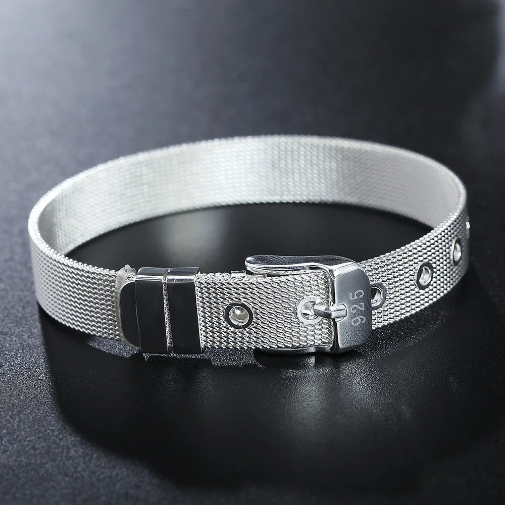 Fashion charm 925 Sterling Silver Bracelet for man woman Twisted rope chain fine jewelry Wedding party Christmas gift Lootquake LLC