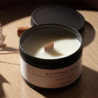 Black Tin Can Scented Aromatic Candles Wooden Wick Candle Jars with Lid Classic Home Decorative Candles Dried Flower Lootquake LLC