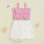 Adorable Baby Girl Sleeveless Top and Shorts Set with Cute Butterfly Print for Summer Outfit 2 Pieces Set