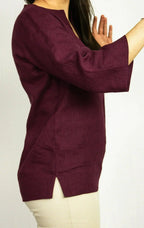 Asphalt Grey Linen Oversize Top – Modern & Comfortable Blouse - SJB-DIAMOND ELITES
