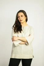 Asphalt Grey Linen Oversize Top – Modern & Comfortable Blouse - SJB-DIAMOND ELITES
