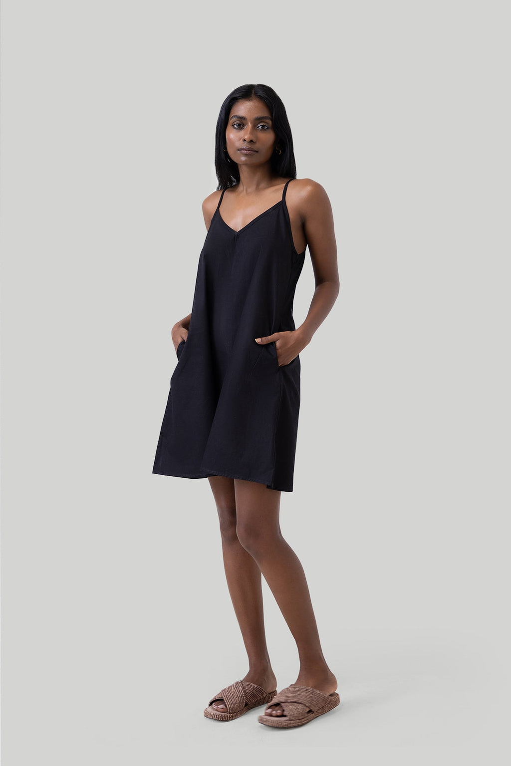 Short Tent Dress in Black Purplish Diva