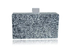 Silver Glitter Acrylic Box Clutch