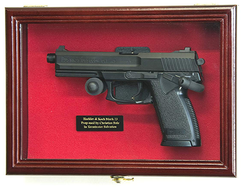 Flag Connections Single Pistol Display Case Wall Mount Solid Hardwood Cabinet Gun Holder Red Felt Background The Military Gift Store