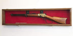 Single Rifle Display Case Wall Rack Cabinet w/ UV Protection - Lockable, Walnut The Military Gift Store
