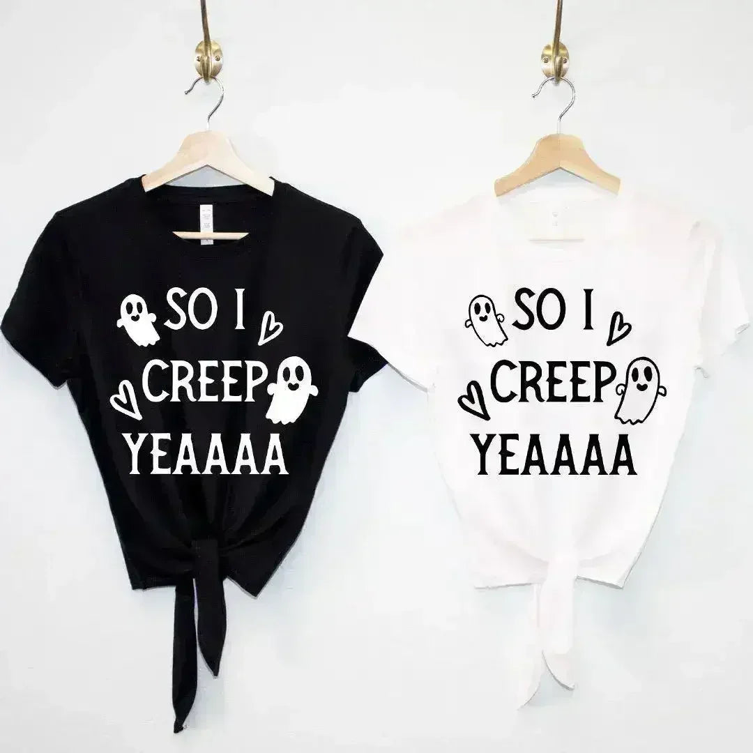 SO I CREEP Yeaaa Women's Halloween Crop Top Shirt - SJB-DIAMOND ELITES