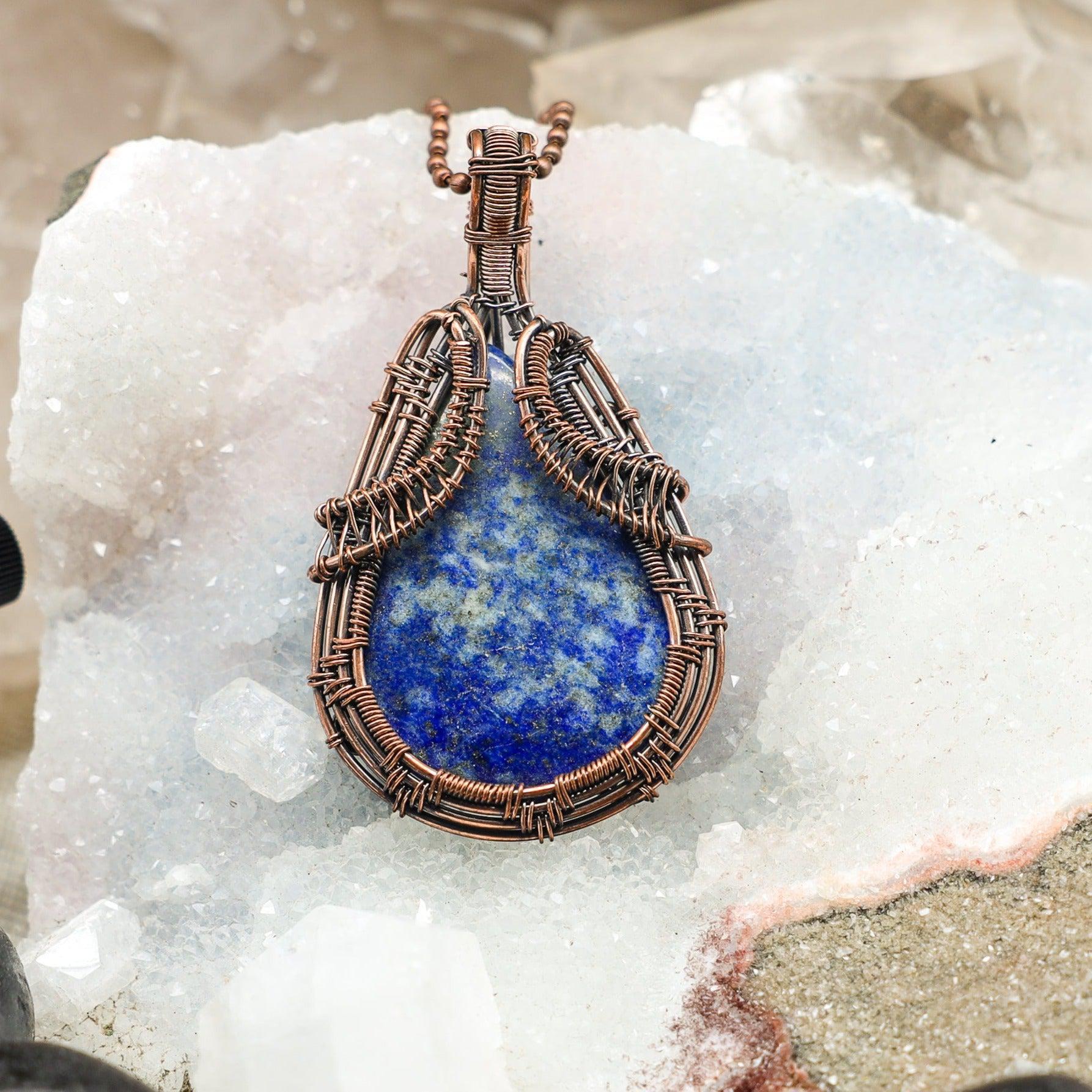Sodalite Wire Wrap Crystal Pendant - Deep Blue - SJB-DIAMOND ELITES