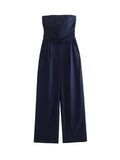 Solid Sexy Strapless Jumpsuits Women Summer Off Shoulder Elegant Fashion Sleeveless Tops Streetwear Vintage Overalls Clothing - SJB-DIAMOND ELITES