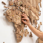 3D Solid Wooden World Map - Walnut - SJB-DIAMOND ELITES