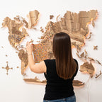3D Solid Wooden World Map - Walnut - SJB-DIAMOND ELITES
