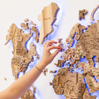 3D Solid Wooden World Map - Walnut - SJB-DIAMOND ELITES