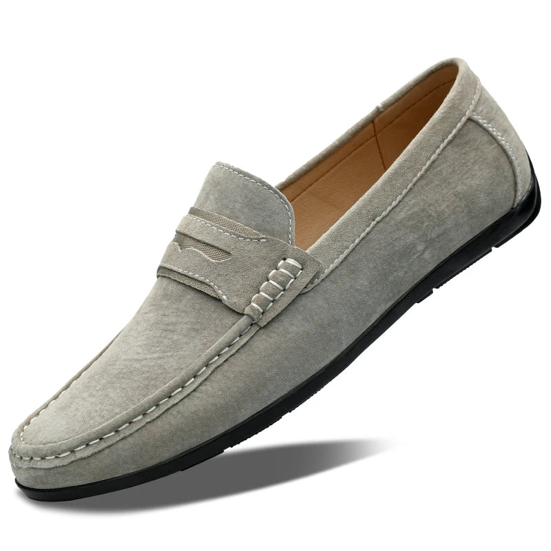 Spring Summer Suede Men Loafers Comfortable Flat Casual Shoes Men Breathable Slip-On Soft Genuine Leather Driving Shoes Moccasin - SJB-DIAMOND ELITES