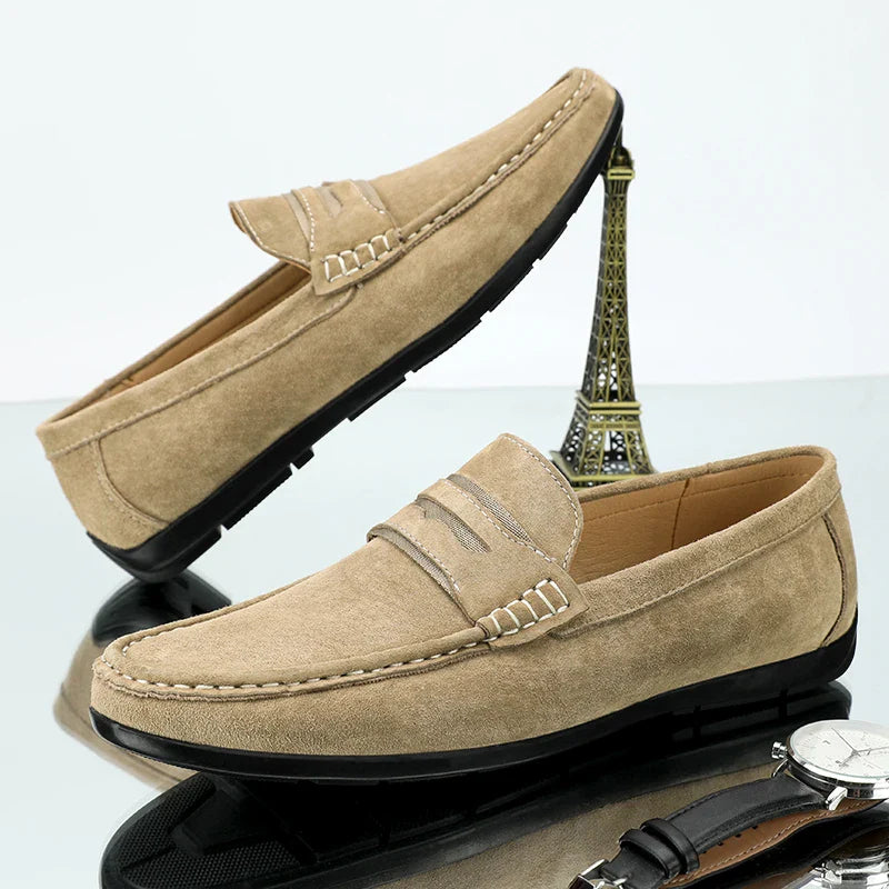 Spring Summer Suede Men Loafers Comfortable Flat Casual Shoes Men Breathable Slip-On Soft Genuine Leather Driving Shoes Moccasin - SJB-DIAMOND ELITES