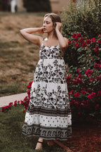Strappy Tiered Maxi Dress in Florals Purplish Diva